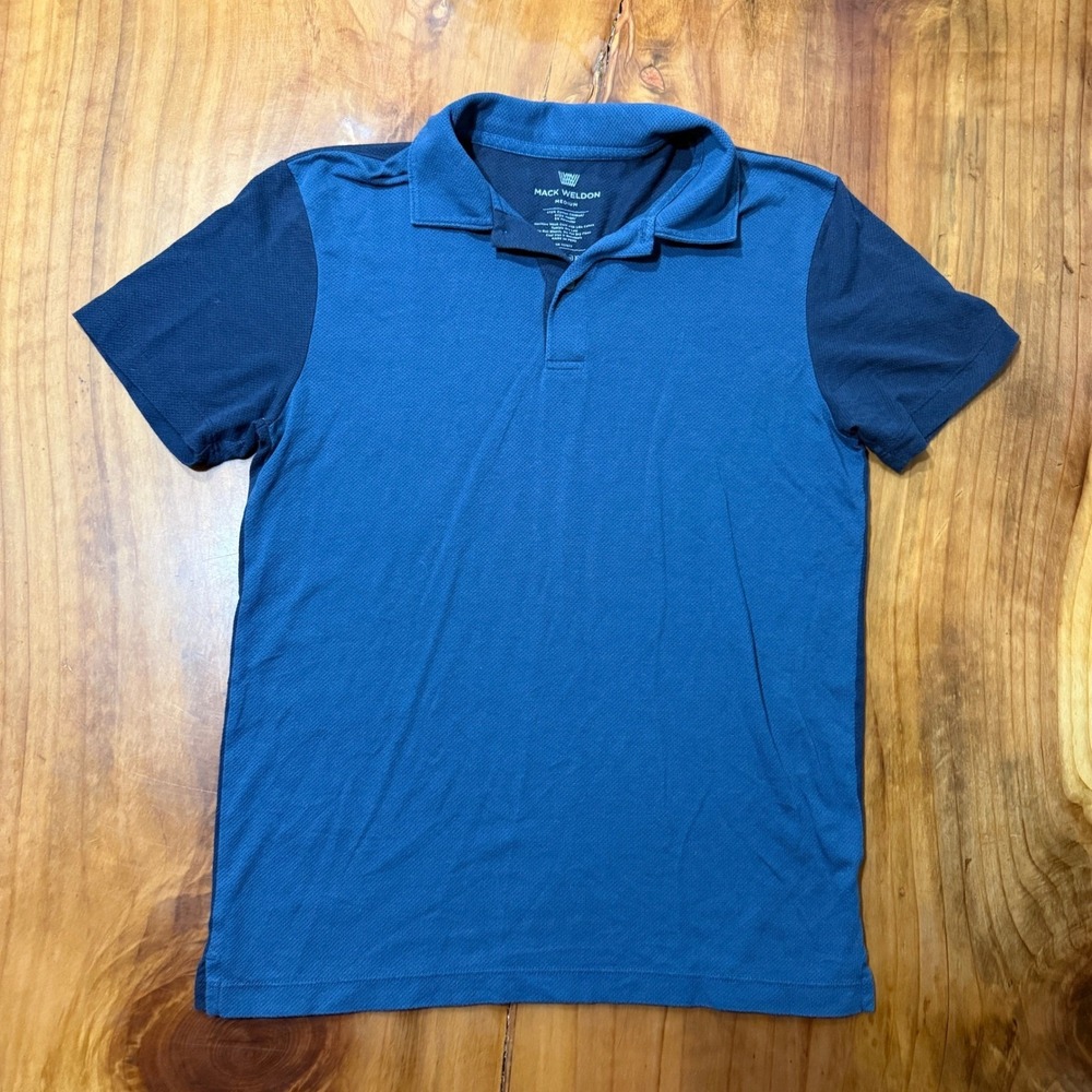 Mack Weldon Vesper Polo Mens Medium Colorblock Micro Mesh Short Sleeve Shirt M5